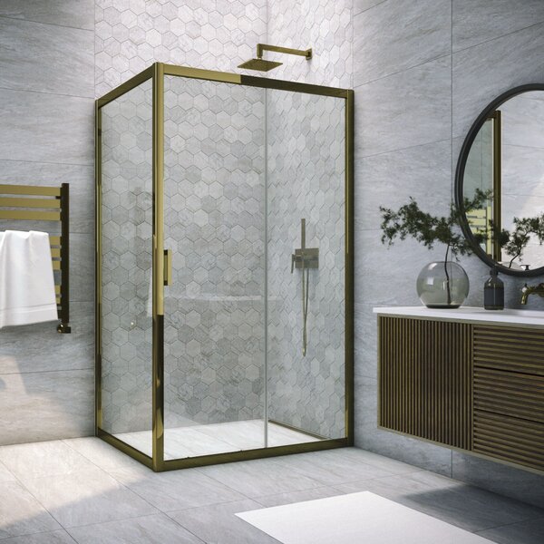 Душевой уголок Vegas Glass ZP+ZPV TUR NOVO 170*80 05 01 стекло прозрачное, профиль бронза, 170х80 см