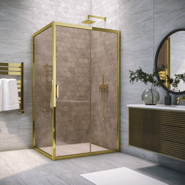 Душевой уголок Vegas Glass ZP+ZPV TUR NOVO 170*90 09 05 стекло бронза, профиль золото, 170х90 см