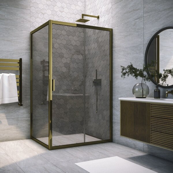Душевой уголок Vegas Glass ZP+ZPV TUR NOVO 175*90 05 07 стекло графит, профиль бронза, 175х90 см