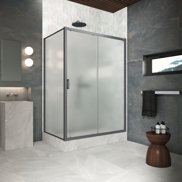 Душевой уголок Vegas Glass ZP+ZPV Protec 100*90 06 10 стекло сатин, профиль вороненая сталь, 100х90 см