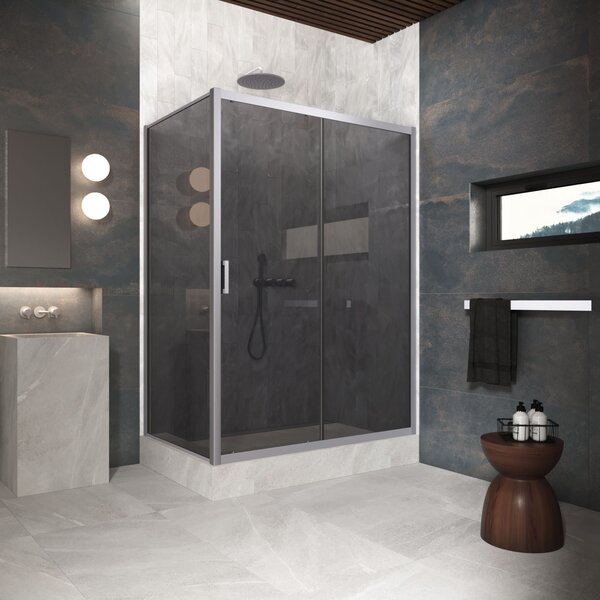Душевой уголок Vegas Glass ZP+ZPV Protec 120*80 07 07 стекло графит, профиль матовый хром, 120х80 см