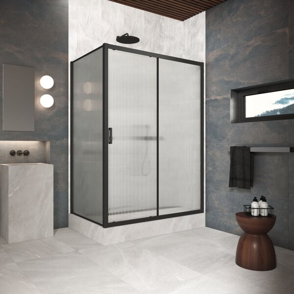 Душевой уголок Vegas Glass ZP+ZPV Protec 145*85 02М Moru стекло Moru, профиль черный, 145х85 см