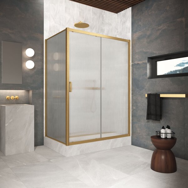 Душевой уголок Vegas Glass ZP+ZPV Protec h1900 145*85 03 Moru стекло Moru, профиль золото матовое, 145х85 см