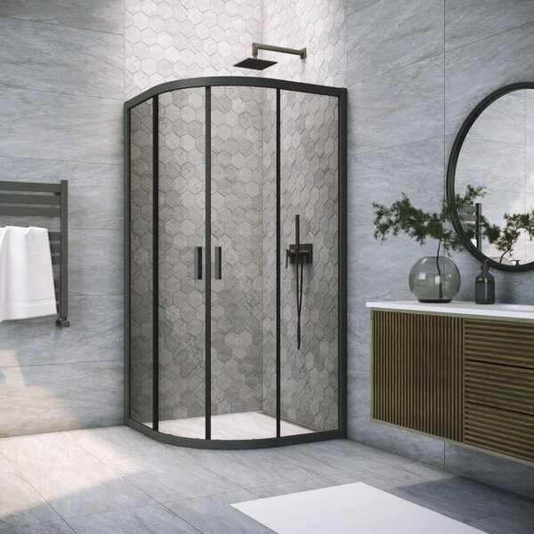 Душевой уголок Vegas Glass ZS NOVO h2000 90 02М 07 стекло графит, профиль черный, 90х90 см