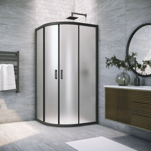 Душевой уголок Vegas Glass ZS NOVO h2000 110 02М 10 стекло сатин, профиль черный, 110х110 см