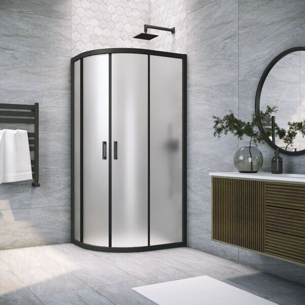 Душевой уголок Vegas Glass ZS-F NOVO h2000 110*100 02М 10 стекло сатин, профиль черный, 110х100 см