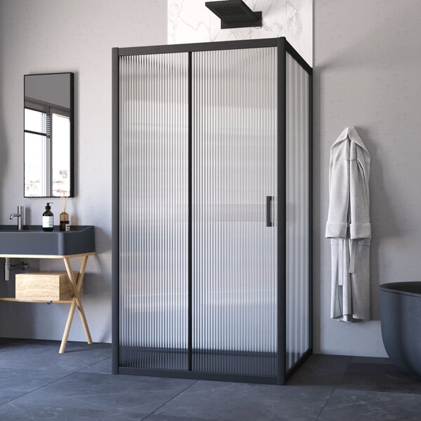 Душевой уголок Vegas Glass ZP-U NOVO h2000 100*100 02М Moru стекло Moru, профиль черный, 100х100 см