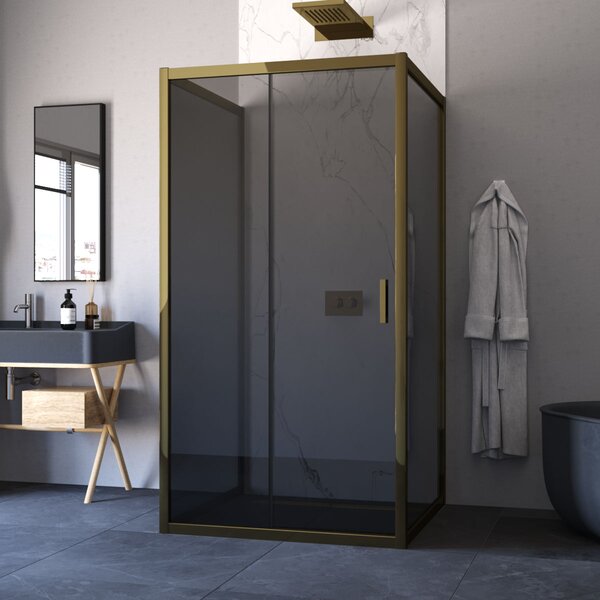 Душевой уголок Vegas Glass ZP-U TUR NOVO 100*100 05 07 стекло графит, профиль бронза, 100х100 см