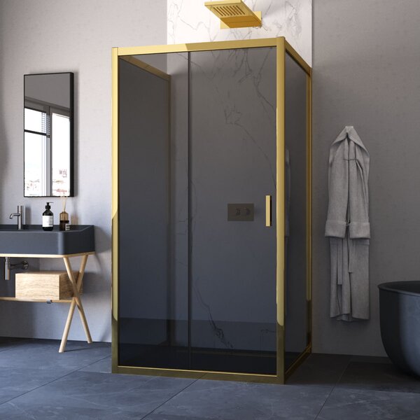 Душевой уголок Vegas Glass ZP-U TUR NOVO 100*100 09 07 стекло графит, профиль золото, 100х100 см