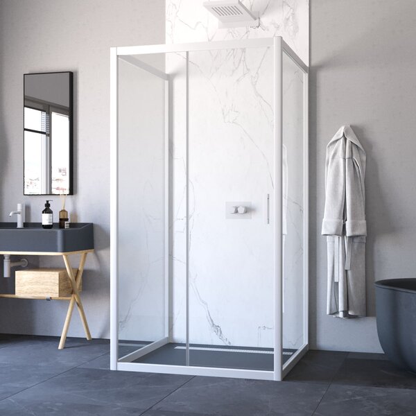 Душевой уголок Vegas Glass ZP-U NOVO h2000 120*100 01 01 стекло прозрачное, профиль белый, 120х100 см