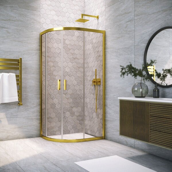 Душевой уголок Vegas Glass ZS-F NOVO h2000 110*90 03 05 стекло бронза, профиль золото матовое, 110х90 см