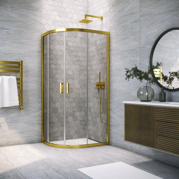 Душевой уголок Vegas Glass ZS TUR NOVO 80 09 07 стекло графит, профиль золото, 80х80 см