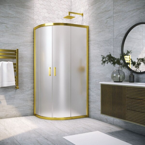 Душевой уголок Vegas Glass ZS NOVO h2000 80 03 10 стекло сатин, профиль золото матовое, 80х80 см