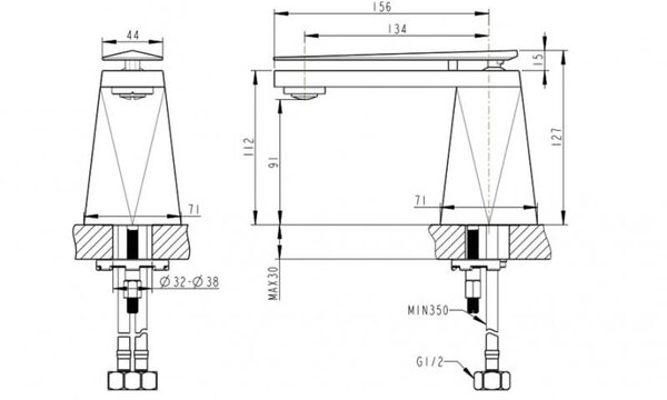 Смеситель для раковины Bravat DIAMOND F118102C-1-ENG, хром