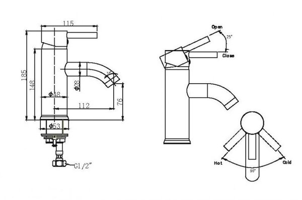 Смеситель для раковины Bravat Slim F1332366CP-RUS, хром