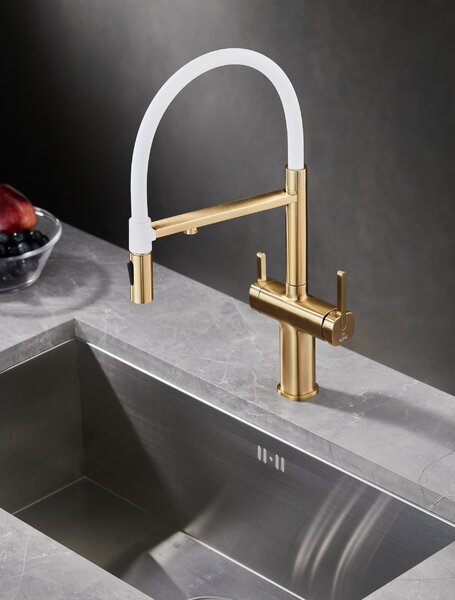 Смеситель для кухни с подключением фильтра воды Rose R358G, матовое золото