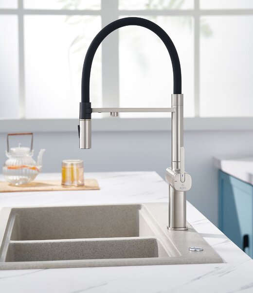 Смеситель для кухни с подключением фильтра воды Rose R358L, сатин