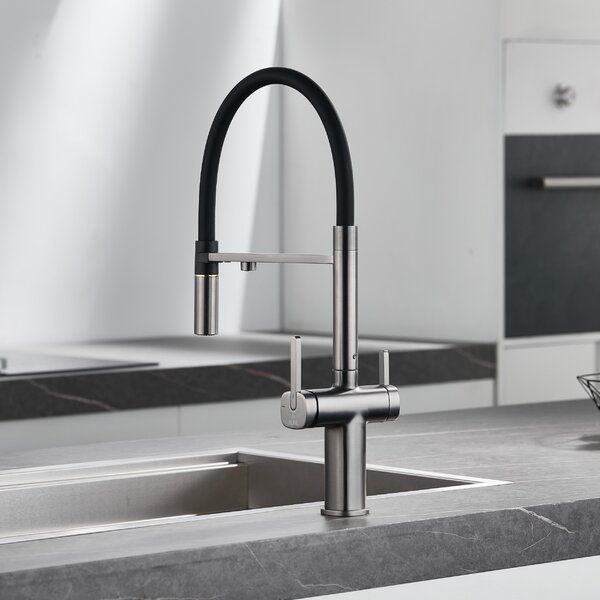 Смеситель для кухни с подключением фильтра воды Rose R358T, оружейная сталь