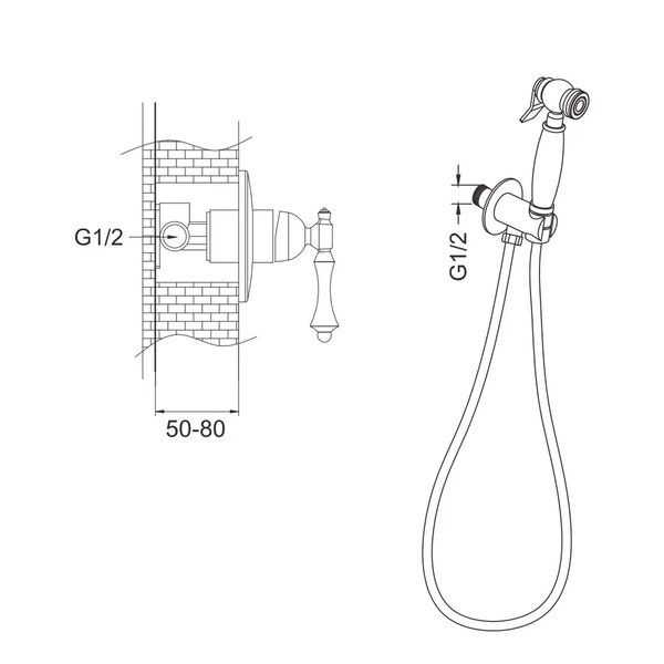 Гигиенический душ со смесителем Rose R0105Q, бронза