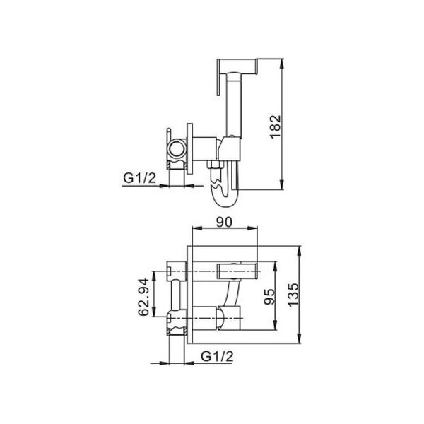 Гигиенический душ со смесителем Haiba HB5515-7, черный