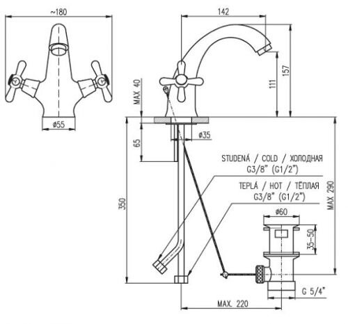 Смеситель для раковины Rav Slezak Morava MK629.5