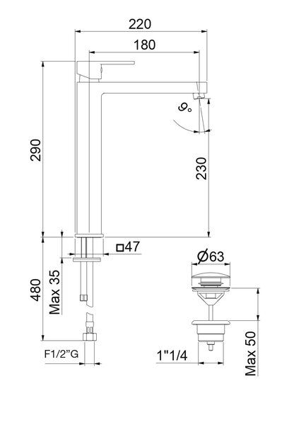 Смеситель для раковины Fiore KATANA 77CR7525, хром