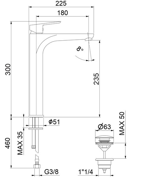 Смеситель для раковины Fiore KEVON 81CR8119, хром