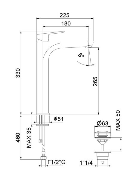 Смеситель для раковины Fiore KEVON CHIC 81GX8119, хром/серый