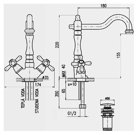 Смеситель для раковины Rav Slezak Morava MK321.5/8CMAT