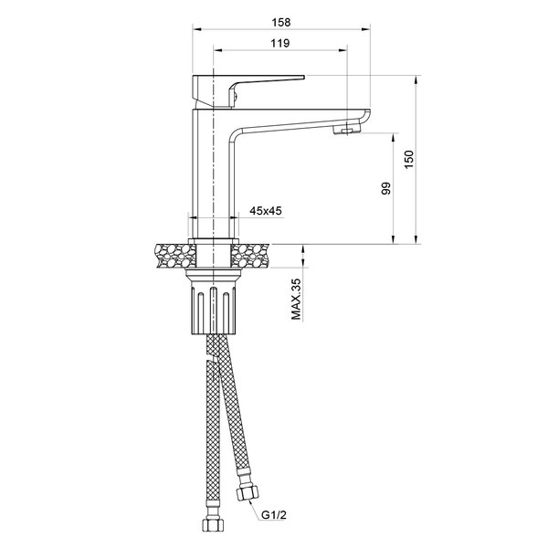 Смеситель для раковины WesnaArt NARCIS NAR06-210BL-25100, черный