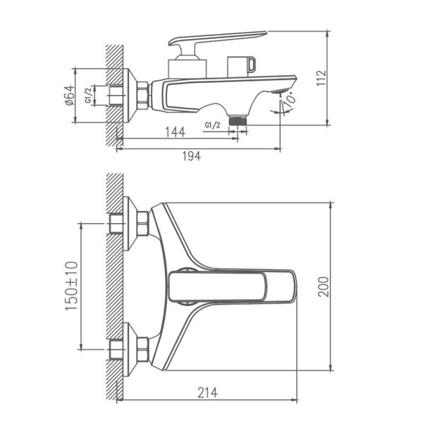 Смеситель для ванны Haiba HB60548-8, белый