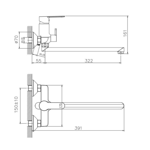 Смеситель для ванны Haiba HB22557-8, белый