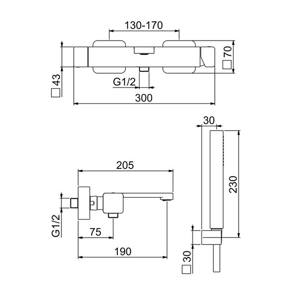 Смеситель для ванны Webert One-X OX850101741, белый/сталь