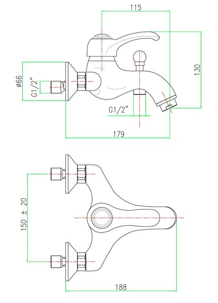 Смеситель для ванны Webert Aurora AU850102065
