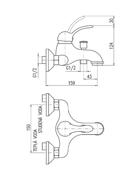 Смеситель для ванны Rav Slezak Labe L054.5SM