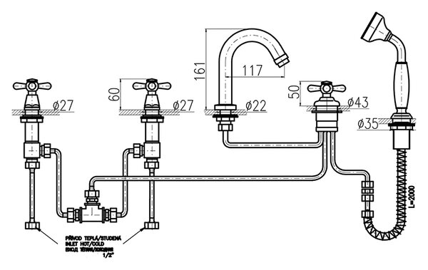 Смеситель на борт ванны Rav Slezak Morava MK362.5PSM
