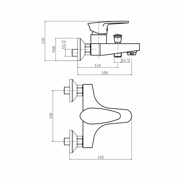 Смеситель для ванны PLstart PL3205-17, графит