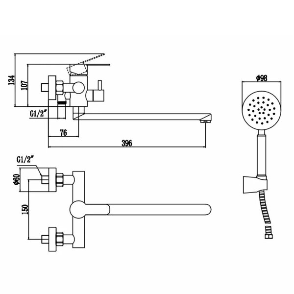Смеситель для ванны Fmark FS8225Q, графит