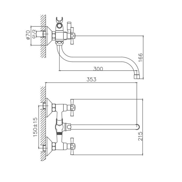 Смеситель для ванны Cron CN22142-6, красный