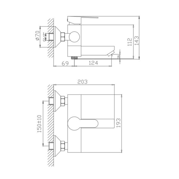 Смеситель для ванны Haiba HB60801, сталь