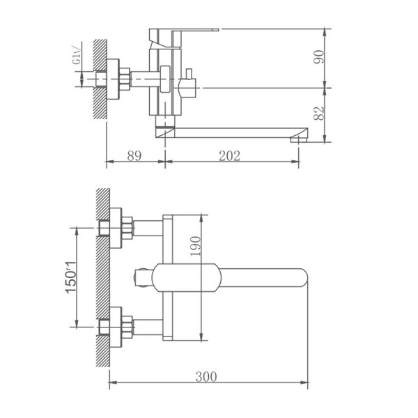 Смеситель для ванны Haiba HB60806, сталь