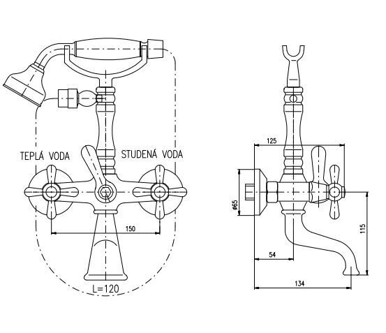 Смеситель для ванны Rav Slezak Morava MK360.5/2