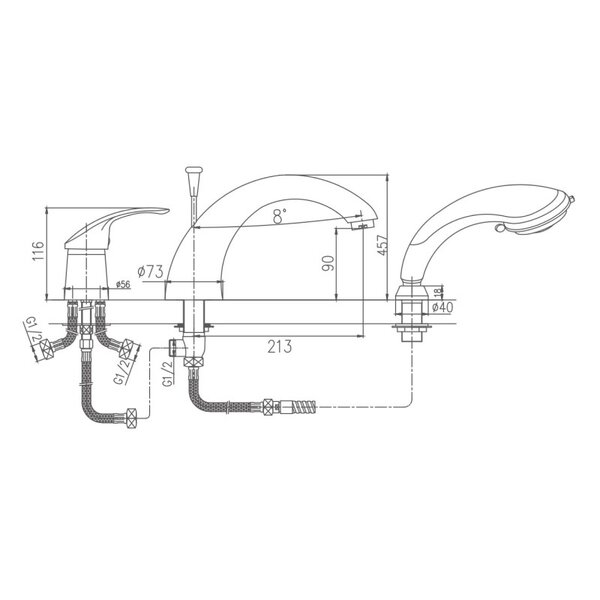 Смеситель на борт ванны Haiba HB1121, хром