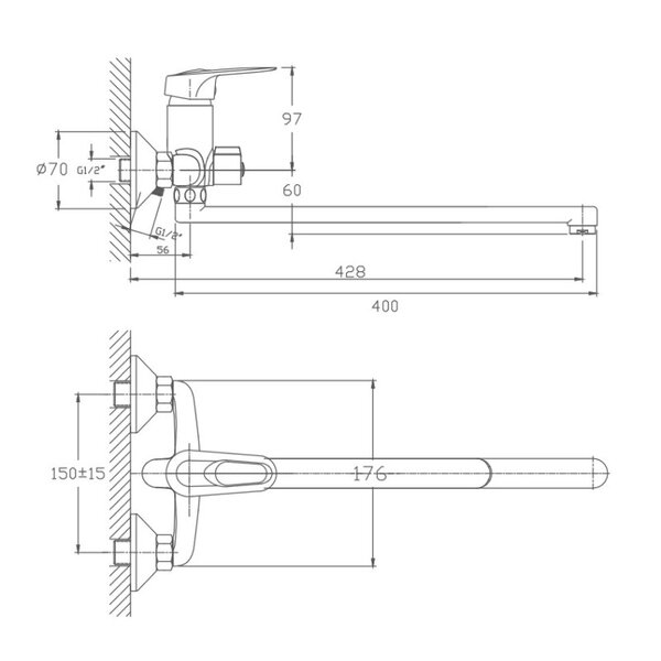 Смеситель для ванны Haiba HB2237, хром