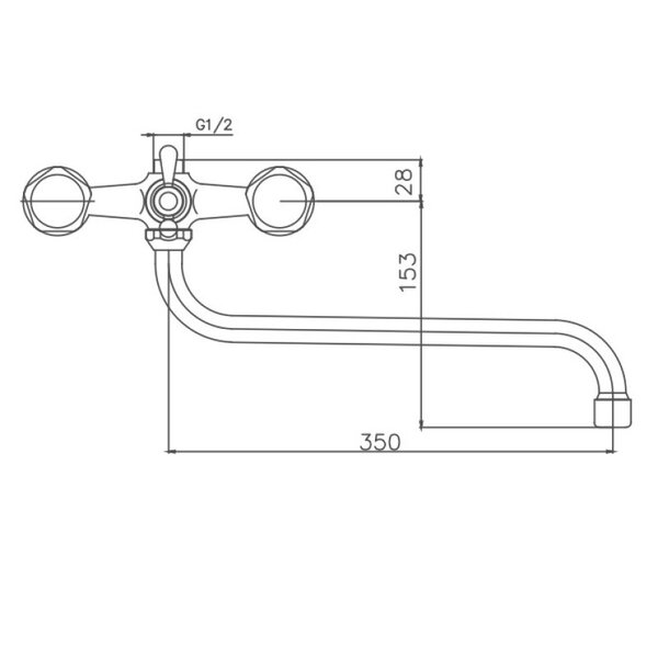 Смеситель для ванны Cron CN2308, хром