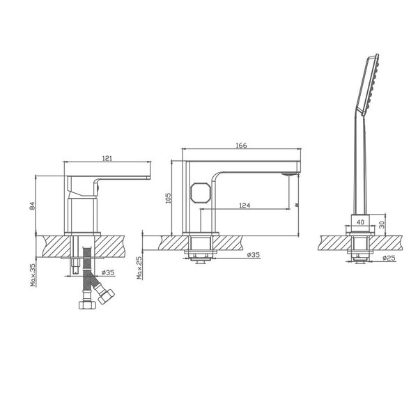 Смеситель на борт ванны Haiba HB80615, хром