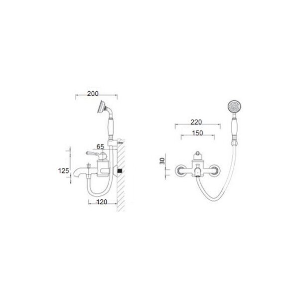 Смеситель для ванны Bronze de Luxe PERSE TB9055-PT, хром