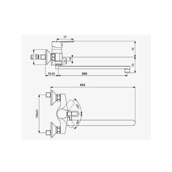 Смеситель для ванны D-Lin D146405-5, хром