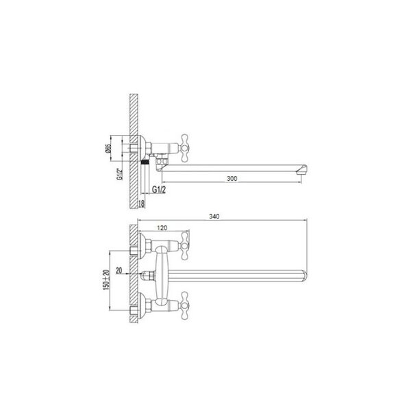 Смеситель для ванны D-Lin D143810-F, хром
