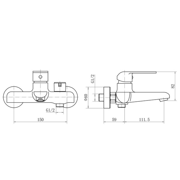 Смеситель для ванны Plstart PD32082, хром
